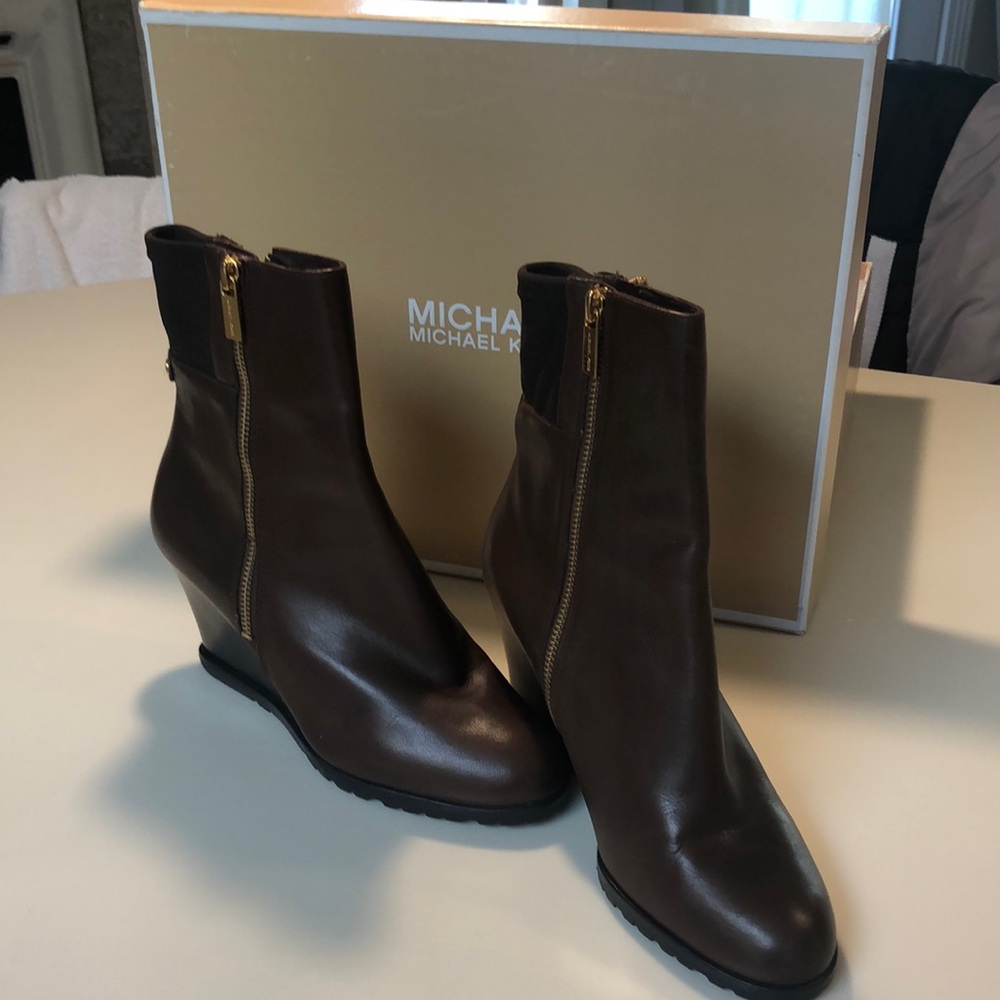Michael Kors Brown Wedge Ankle Boots